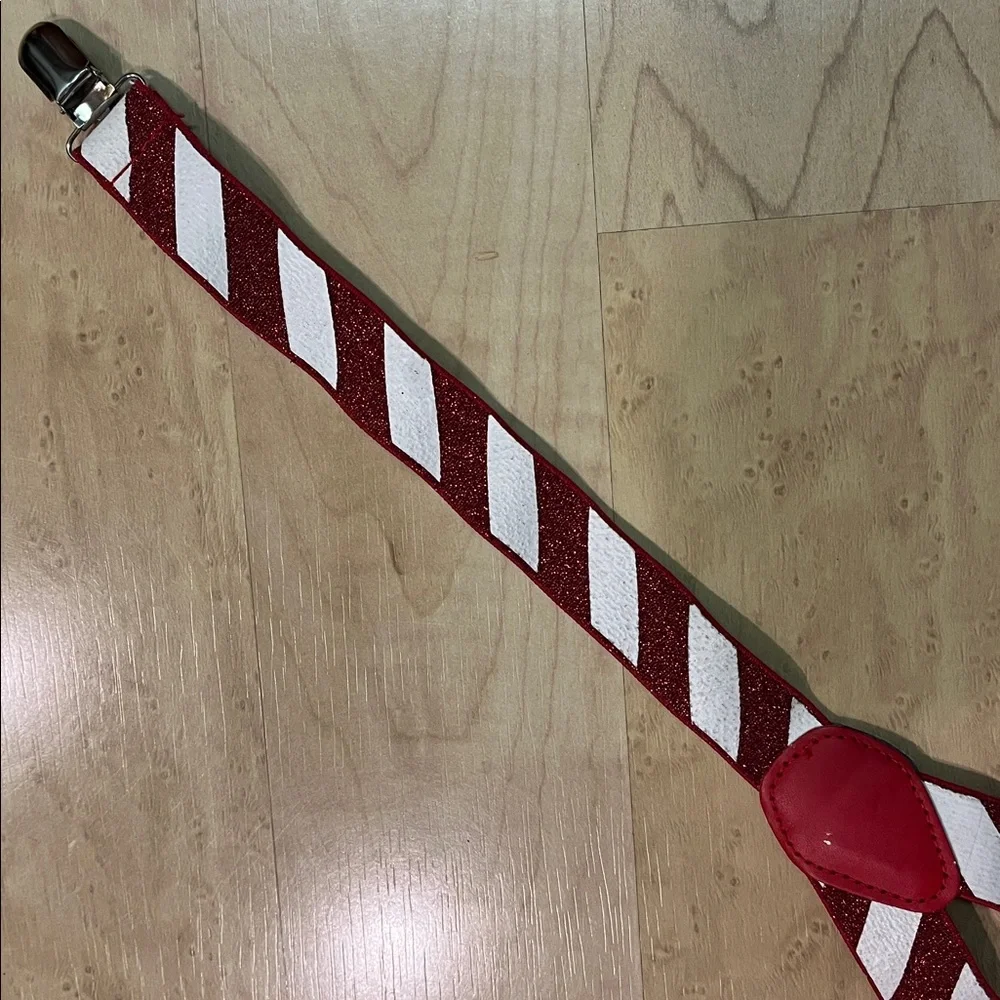 Red Candy Cane Striped Suspenders, pre-loved